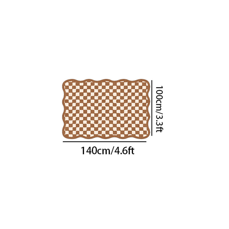 TEMU 1pc Large Irregular-shaped Carpet Suitable For Living Room Bedroom - Luxury Soft Washable Jumbo Floor Mat, Irregular Checkerboard Pattern, Hand