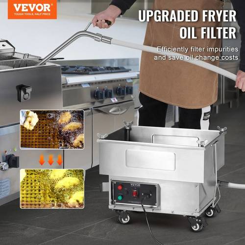 mobile fryer filter 18l oil tank capacity oil filtration system with 10 l min oil filtration frying oil filtering system with swivel wheels oil hose for restaurant burger stores
