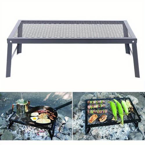 portable grill and fire pit grate for camping featuring an adjustable stand outdoor cooking barbecues picnics and camping trips