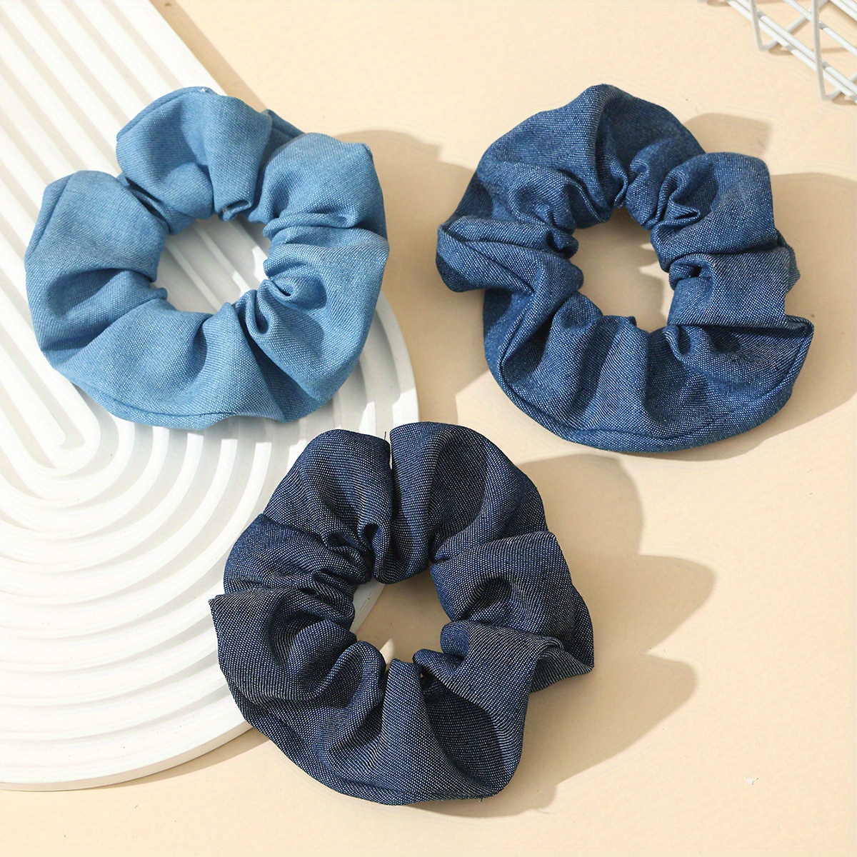 TEMU Spring/summer 3pcs Women's Elegant Solid Color Scrunchies, Fashionable Back-of-head Ponytail Hair Ties, Simple And Stylish Solid Color Scrunchies For Bun Hairstyles, Suitable For Daily Wear