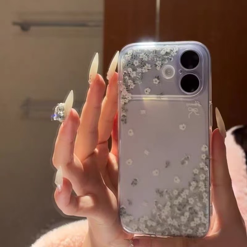 phone case instant transformation white floral   bow phone case for iphone 17 17pro 17air 16 16  15 15pro 15plus 14 14  13 13pro 12 11 matte end no fingerprint no   clean and neat