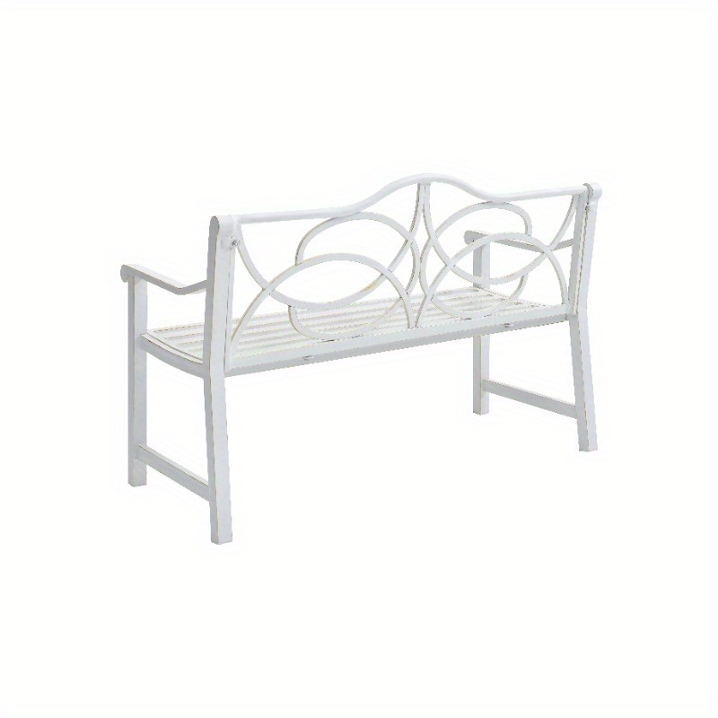 Outdoor Heavy-Duty White Iron-Look Steel Garden Bench with Backrest & Armrests - 2-3 Seater Slatted Park Bench, White Metal Frame for Patio, Porch, Balcony, Yard - Durable Low-Maintenance Furniture (No Wood), Garden Seat, Garden Bench Seat, Benches For Outside, Garden Furniture, Balcony Furniture, Patio Furniture, Bench Seating, Patio Bench, Bench Seat Indoor, Outside Bench