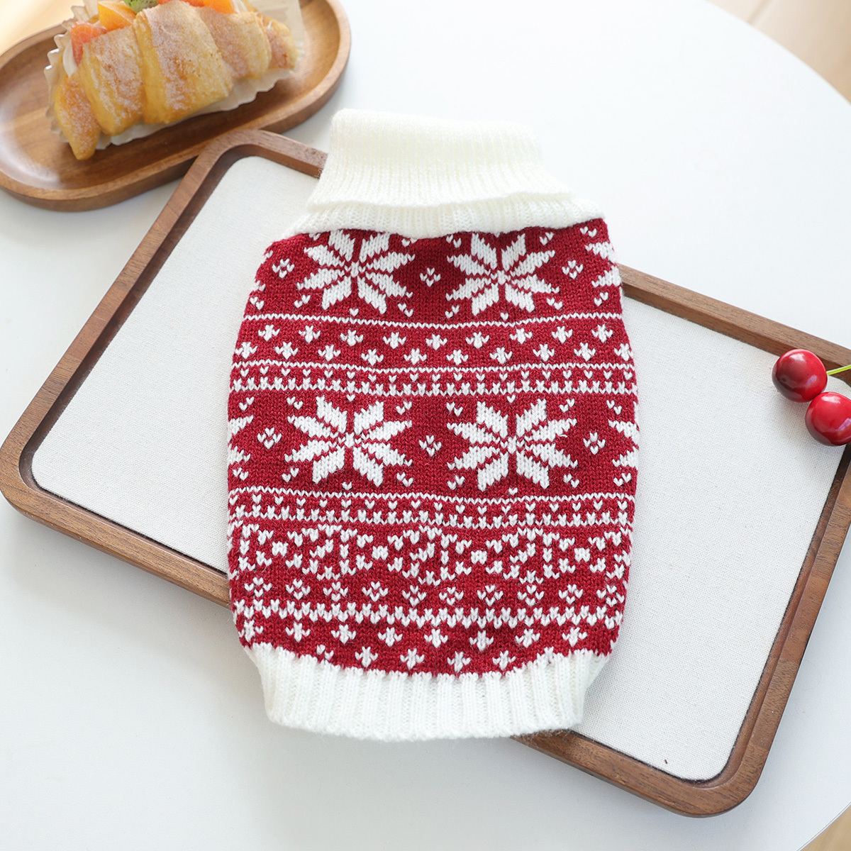 TEMU Pet Clothing Apparel Fashion Christmas Holiday Nordic Style Christmas Sweater - Plush Flower Festive Atmosphere Outfit For Small To Medium Dogs
