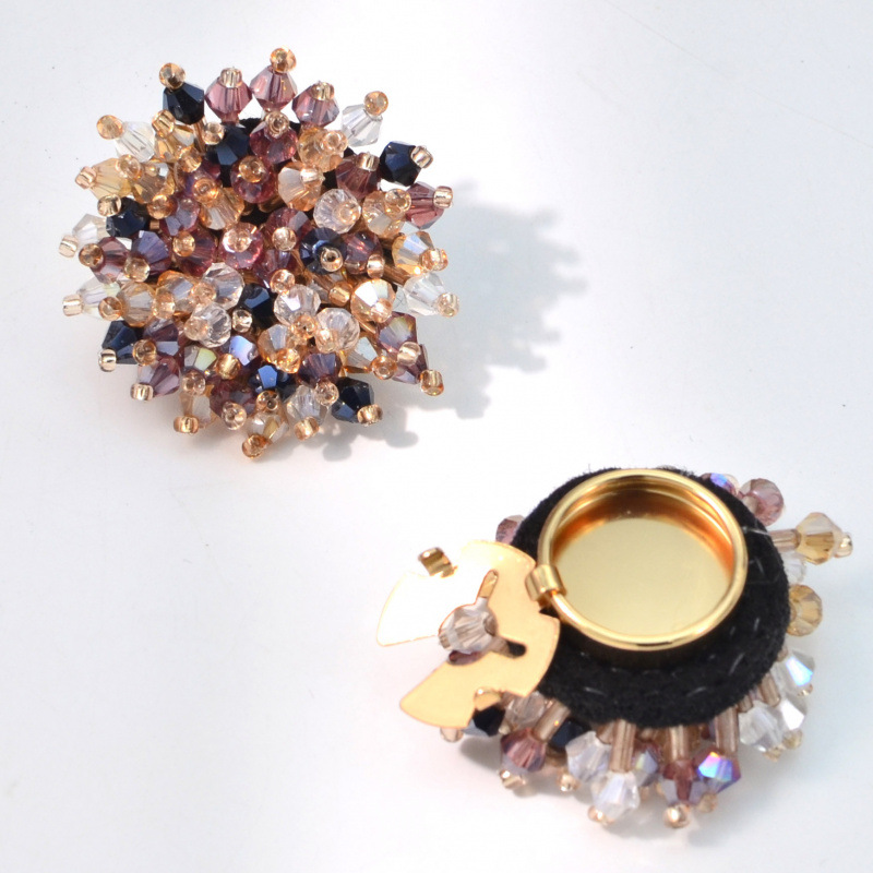 Image of 2pcs Colorful Cluster Decorative Buttons, Round Beaded Buttons For Men's Business & Casual Shirts, Versatile Accessory For Events, Gift For Colleagues