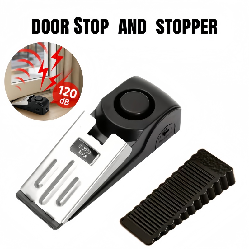 TEMU 2pcs New Style With Silent Anti-collision, Door Stop Alarm With 120db Siren Creative Windproof, Door Holder, Door Fixer, And Heightened Door