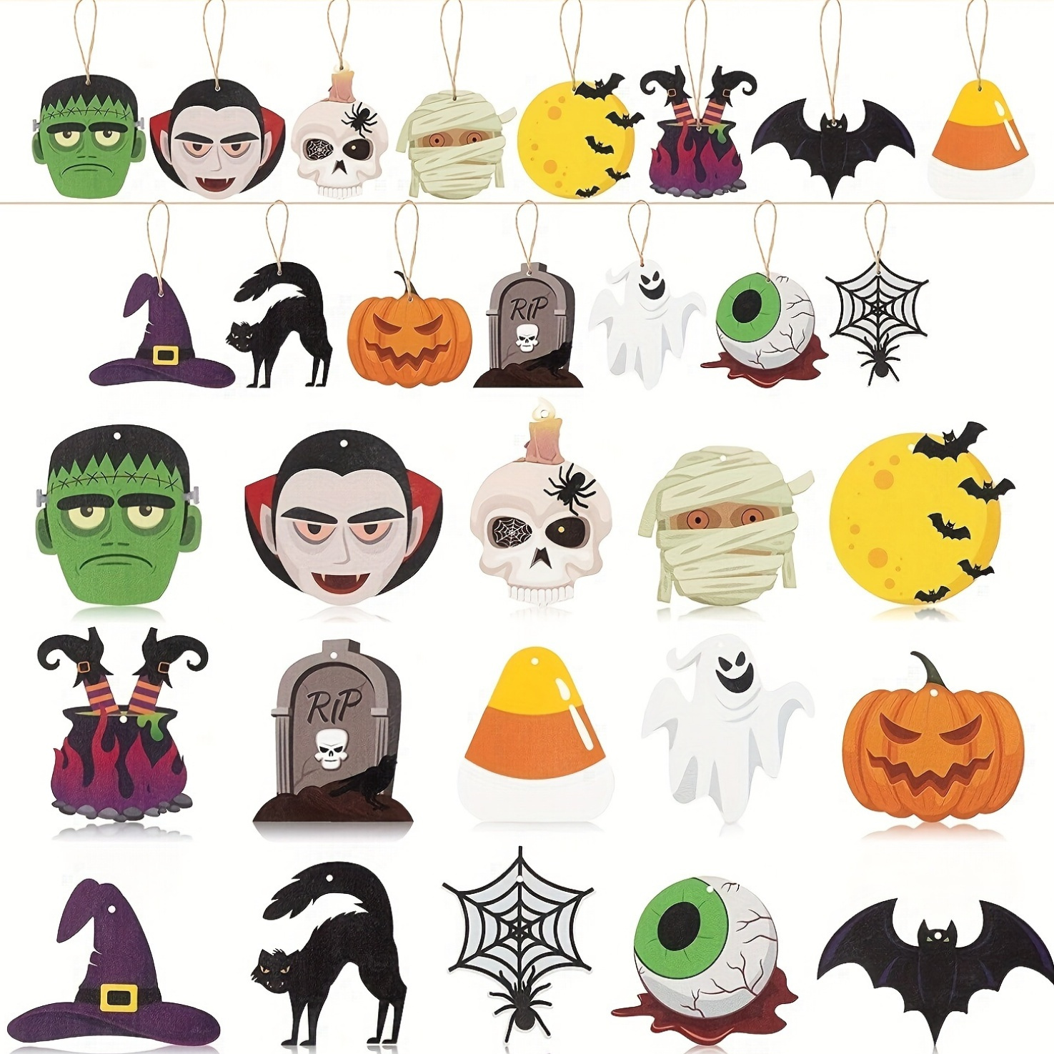 15pcs vintage wooden hanging decorations   pumpkin   bat pendants christmas halloween thanksgiving   farmhouse tree ornaments suitable for home festive decoration with twine