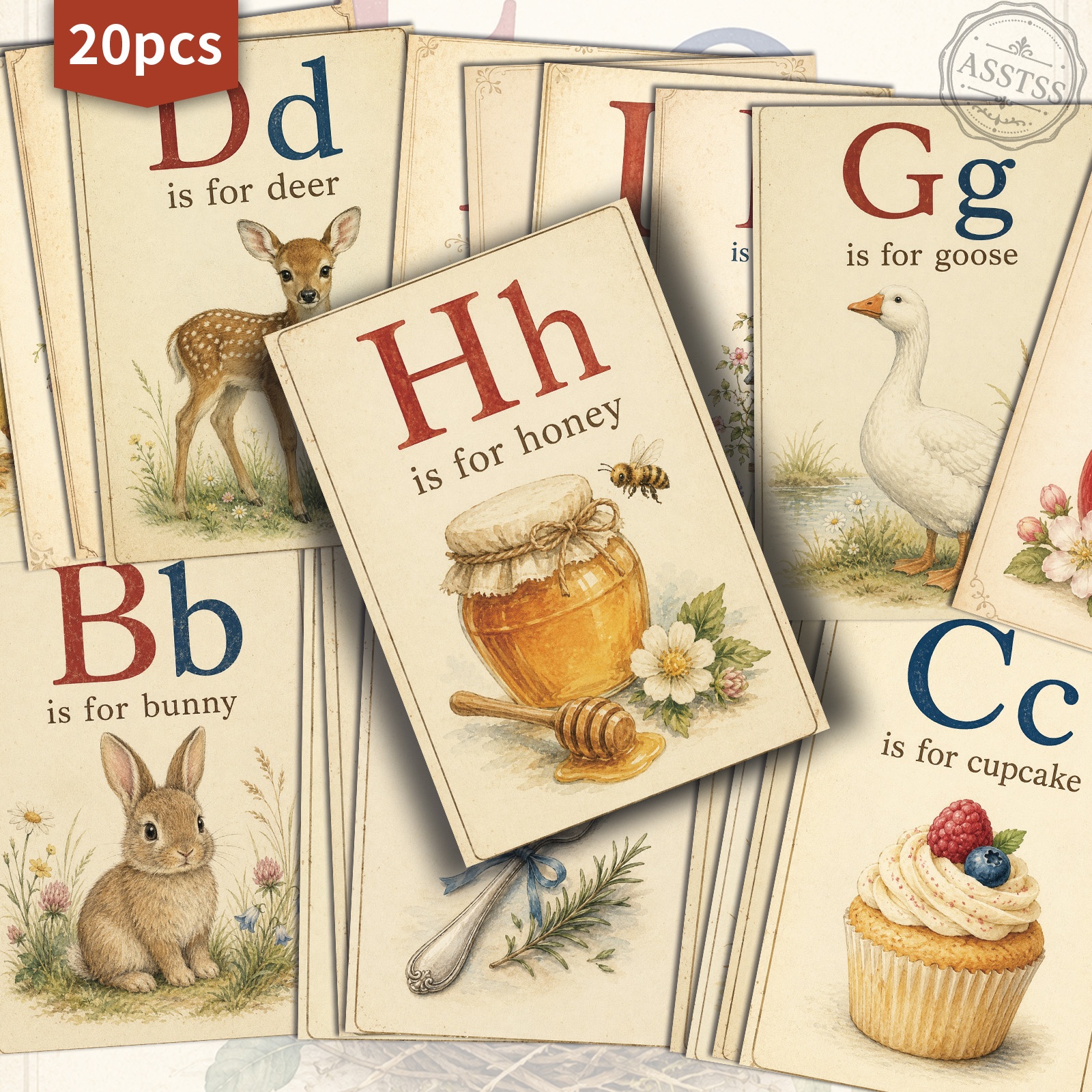 TEMU 20-pack Asstss Vintage Alphabet Cards Postcards - 4x6 Inches Retro Junk Journal Supplies, Classic Pinup Illustrations Collectible Decorative