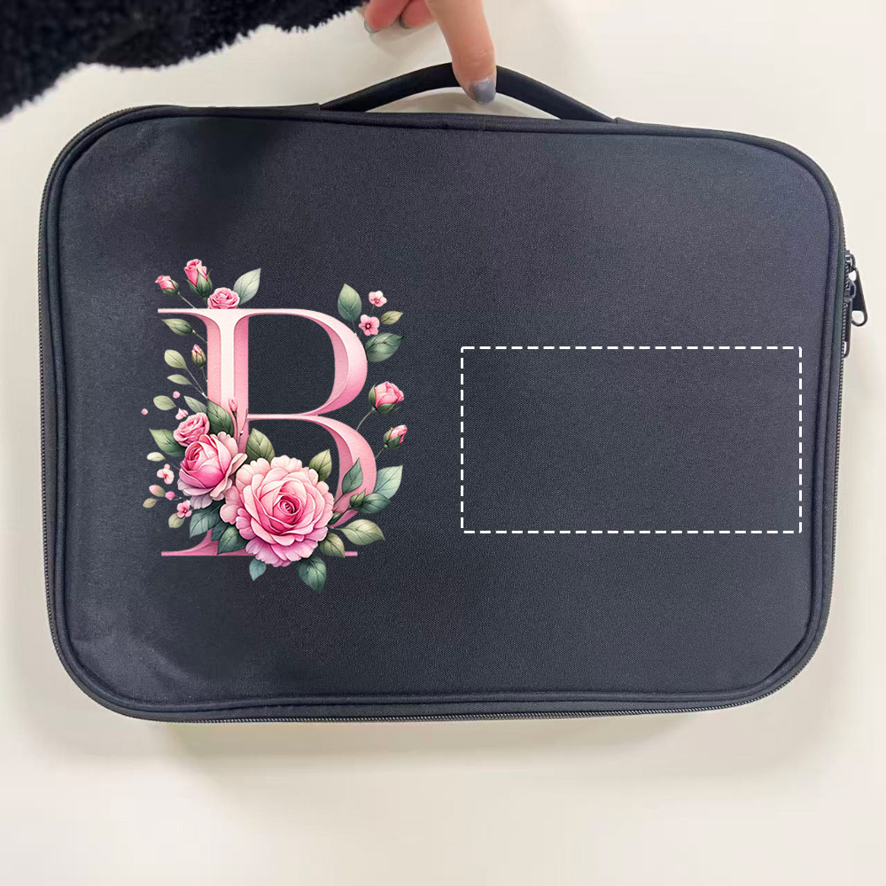Custom Floral Initial Laptop Tote Bag with Monogram