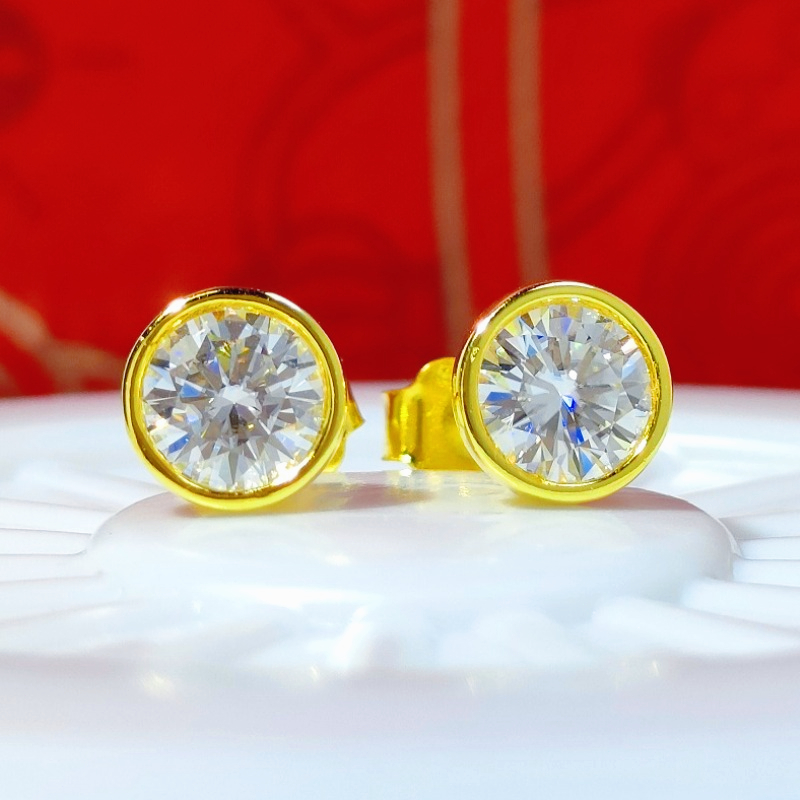 Women's 18K Gold Plated Moissanite Bubble Shaped Earrings