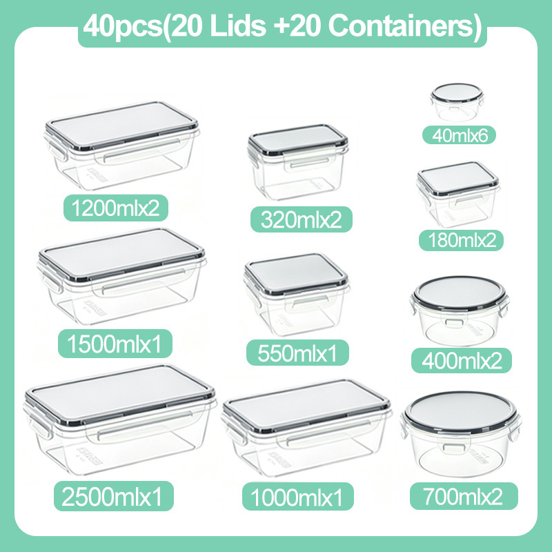 TEMU 50pcs Storage Containers In 5 Different Sizes, (25 Lids   25 Jars) Made Of Reusable Sealed Pp Material With Lids, Suitable For Storing Fruits,