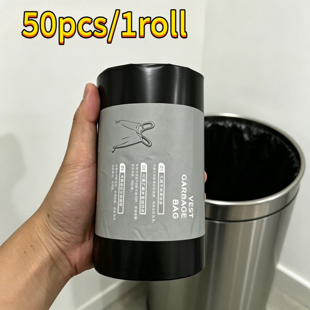 TEMU 1 Rouleau de 50 Sacs Poubelle Extra Larges et Épais, avec Fermeture à Cordon, 50X60/19.7X23.7 Pouces, Sacs Poubelle en Matériau Haute Qualité et