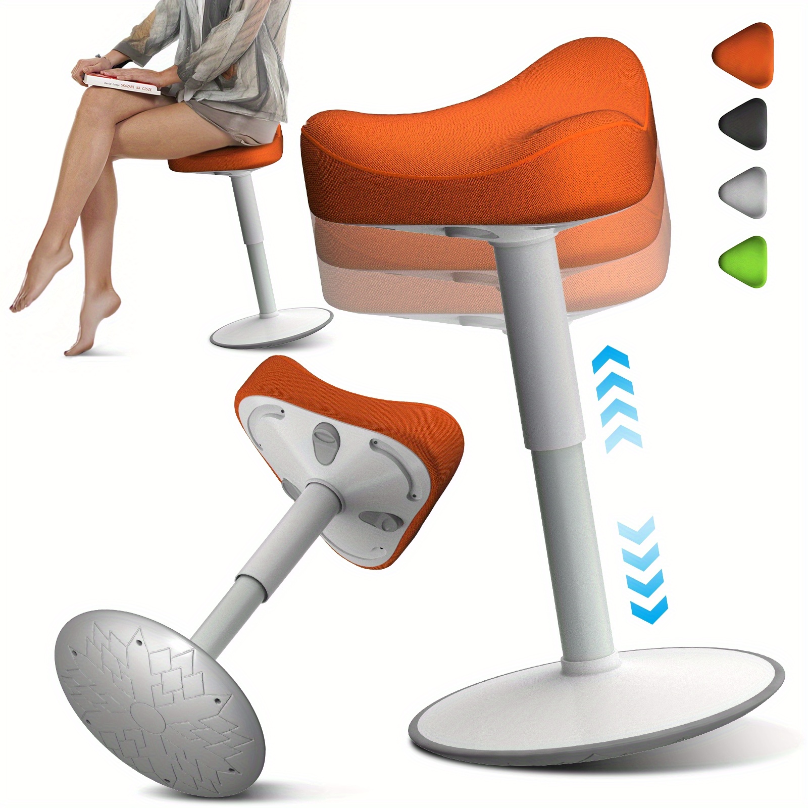 Ergonomic Stool With Swing Effect Stool Height-adjustable & Non-slip - Stool With Swing Effect - Standing Stool For Study & Office, Black