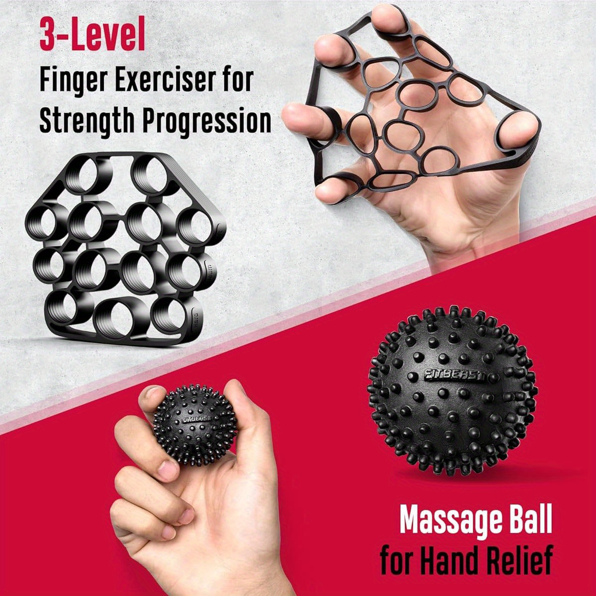 grip strength trainer hand gripper strengthener kit 6 pack with adjustable   forearm strengthener forearm exerciser and massage balls for hand relax grip training and recovery Product details 2