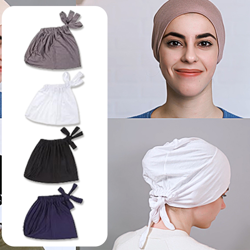 4pcs Women's Hijab Hijab Women's Hijab *-friendly Islamic Muslim Hijab  Lightweight Breathable Inner Scarf Hijab Simple Beautiful with Back Tie
