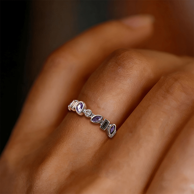 Multi-Style Vintage Mixed Cut Gemstone Ring with Zirconia