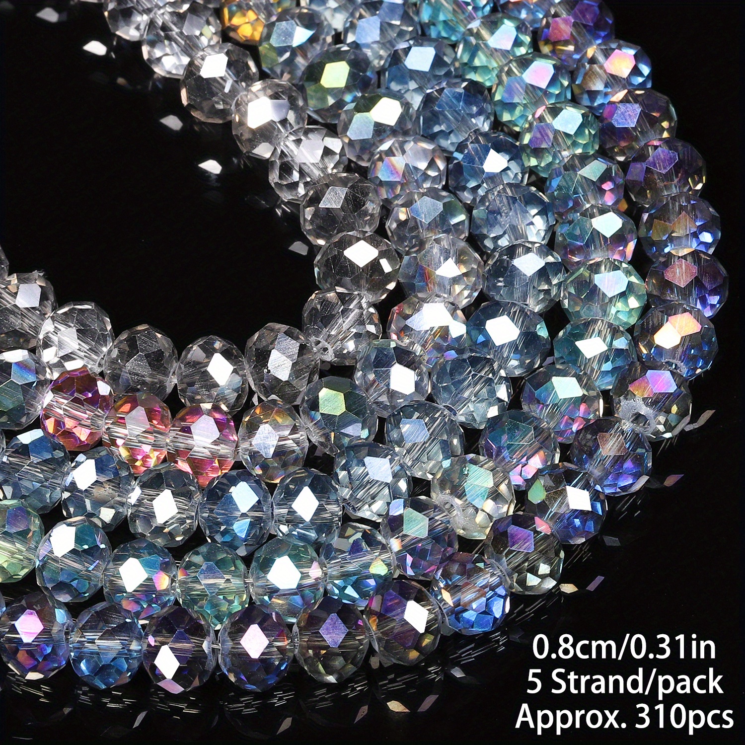 TEMU Ttuiji 5 Strands 6/8mm Ab Translucent Cut Glass Crystal Beads, Loose Spacer Beads For Jewelry Making, Diy Charm Earrings Bracelets, Valentine's Day & Anniversary Gifts