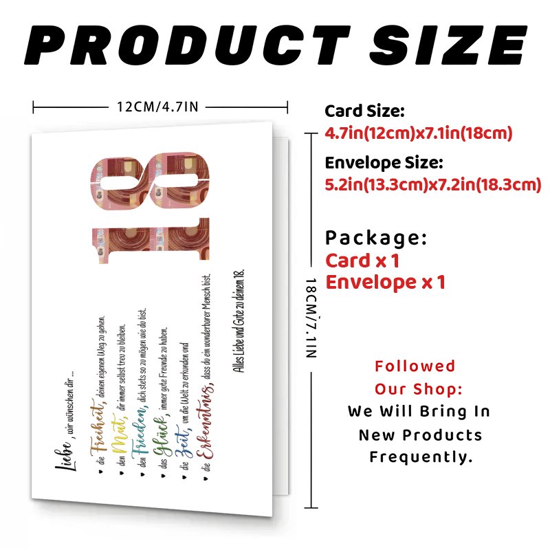 TEMU 1pc German 18th Birthday Card For & - 18th Birthday Wishes In German Language With English Translation Guide, Name/number Insert, Coming-of-age