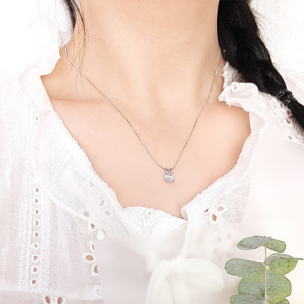 1pc Cute Bunny Moissanite Necklace, S925 Silvery