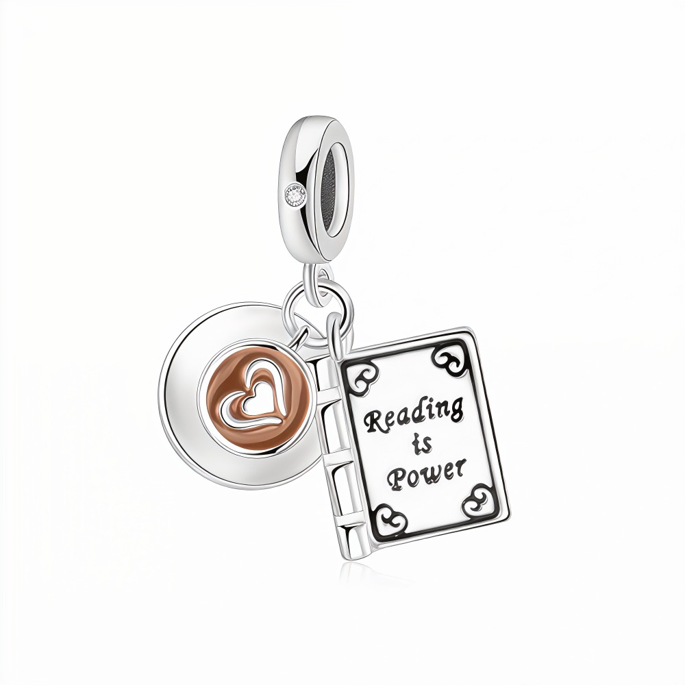 TEMU 1pc Silvery Plated Copper Reading Theme Pendant Suitable For Jewelry Making Bracelets Or Necklaces For Daily Wear Or Graduation Season Gift