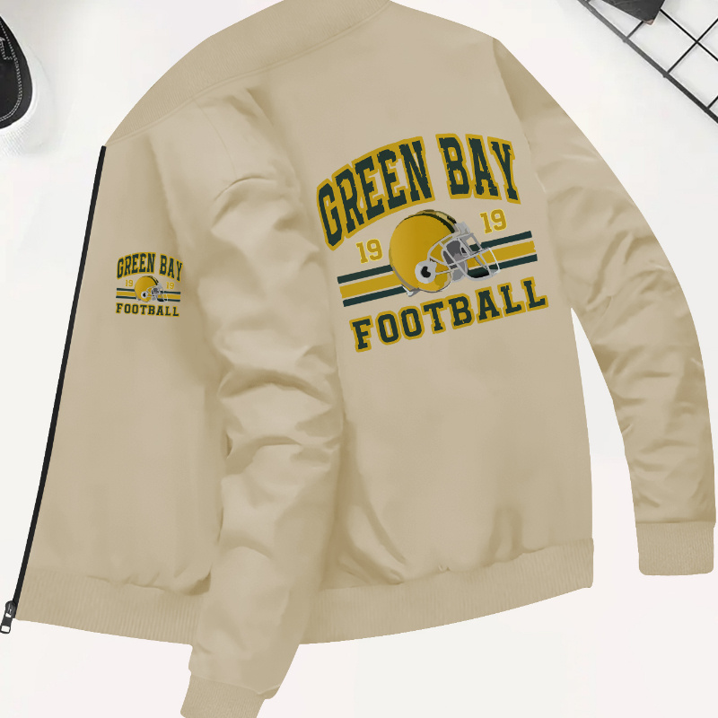 

Men's Casual Stand Collar Jacket With Football Print, Polyester Knit Fabric, , Zipper Closure, Pockets, Fall/winter Outdoor