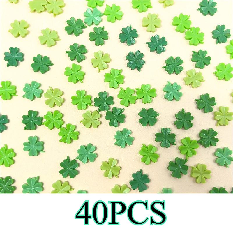 TEMU 40pcs -the-dark Mixed Color Clover Plant Series Flat Nail Resin Decorations Ear Studs Nail Phone Case Hair Clip Etc. Handmade Gift Decor