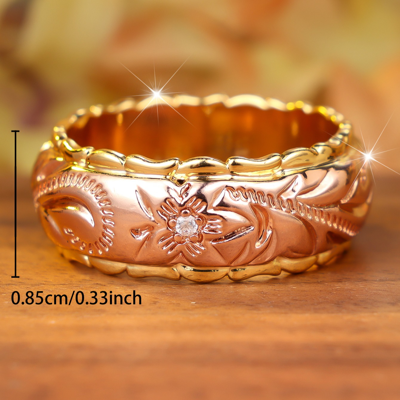 Vintage Relief Floral Wide Band Ring, Unisex