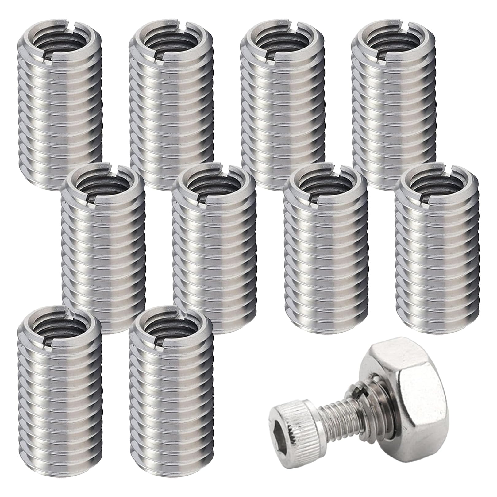 TEMU Confezione da 10 Filettati M10 a M8 Specchio, Adattatore Filettato M8, Inserti Filettati, Kit di Riparazione Filettatura, Boccole Filettate M8