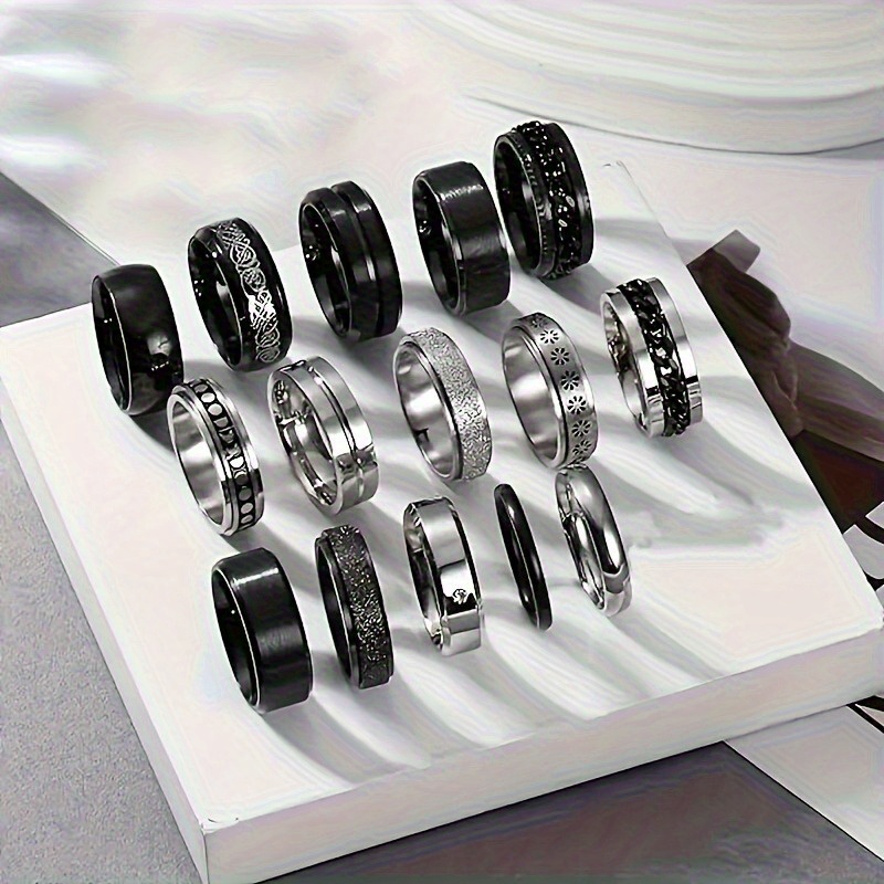 5pcs men s   steel 316 ring set - rotatable design multifunctional ring set, fashionable and trendy, ring set, birthday gift for boyfriend, husband and brother Product details 0