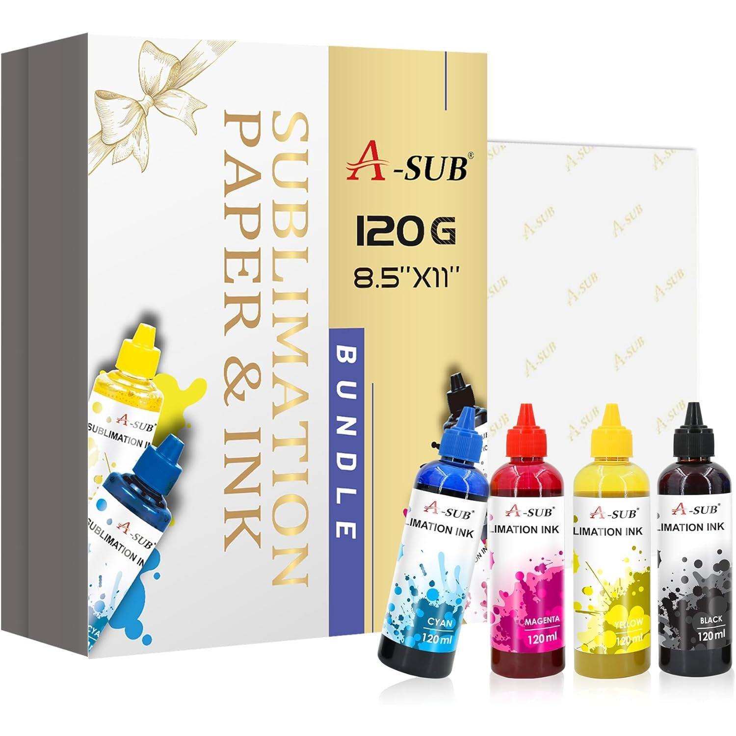 TEMU A-sub Sublimation Starter Kit With 8.5x11 Inch And 480ml Cmyk Sublimation Ink Bundle Kit For Heat Transfer On Tumblers, Mugs, Etc, Kit