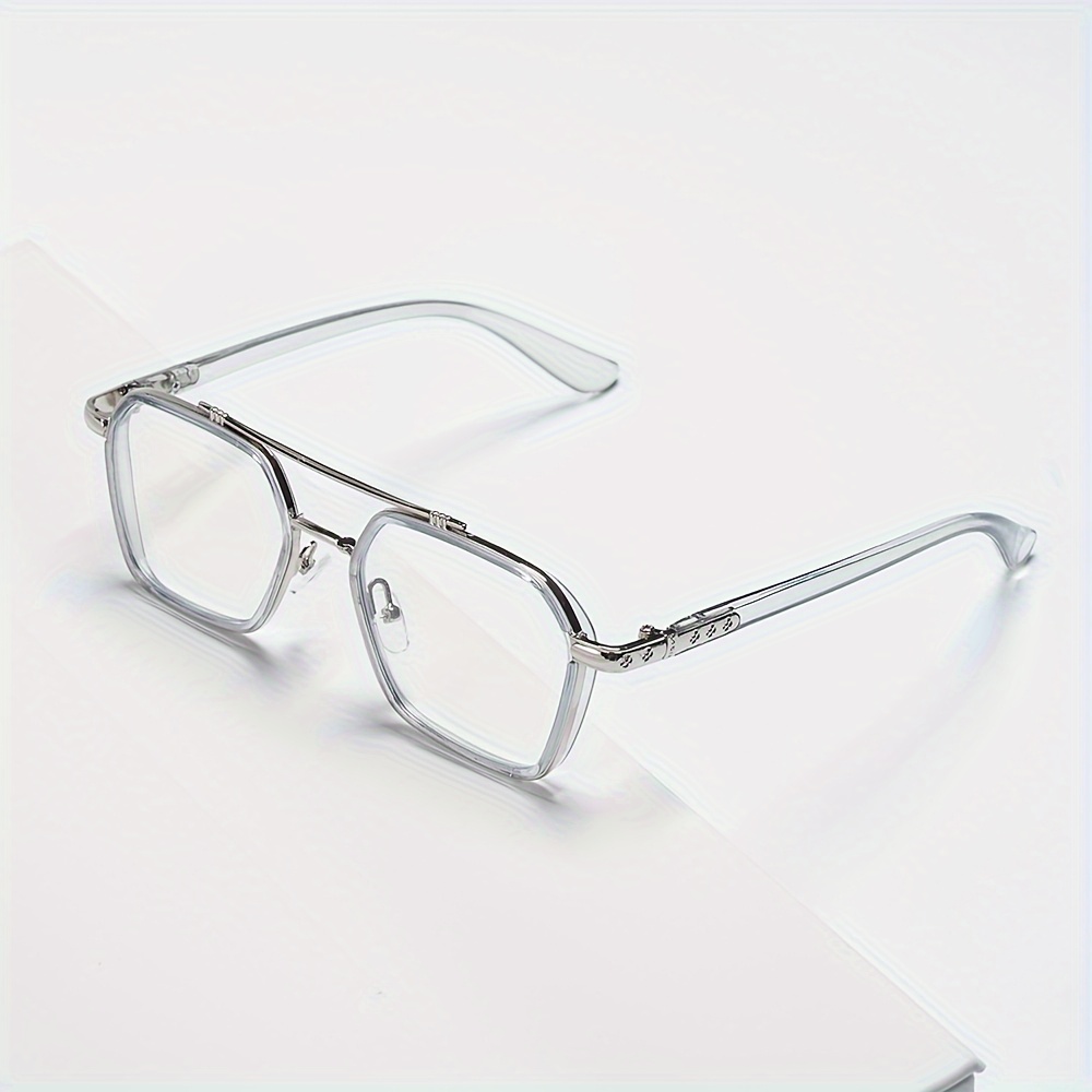 Image of 1 Pair Men's Fashionable And Dominant Clear Lens Glasses, Non- Hd Student Glasses