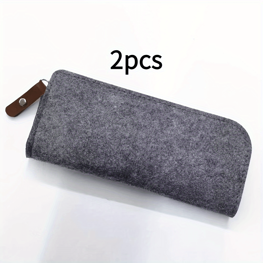 2pcs, Soft Felt Storage Bag With Artificial Leather Handle - Suitable For Multi-compartment Storage Of Stationery, Office Supplies, And Makeup Brushes - Lightweight, Durable, Unisex
