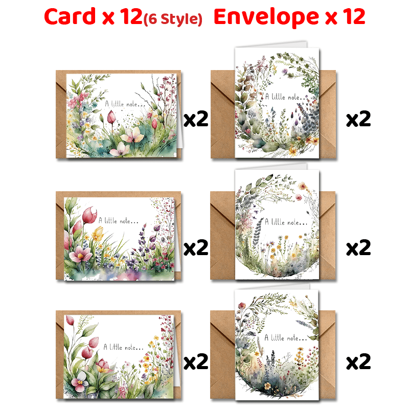 

24pcs All Greeting Cards With Envelopes, Thank You Cards, Floral Notelet Card Teachers Business Coworker Employee Appreciation