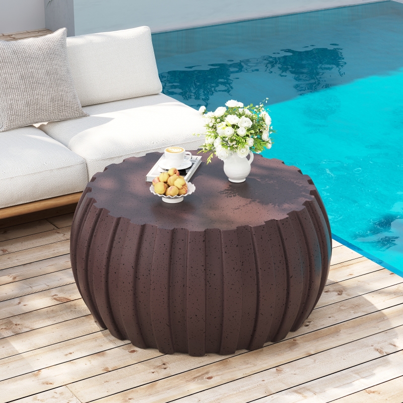 35.43' Modern Waterproof Coffee Table Durable MgO Cement Design Indoor and Outdoor Compatible Brown