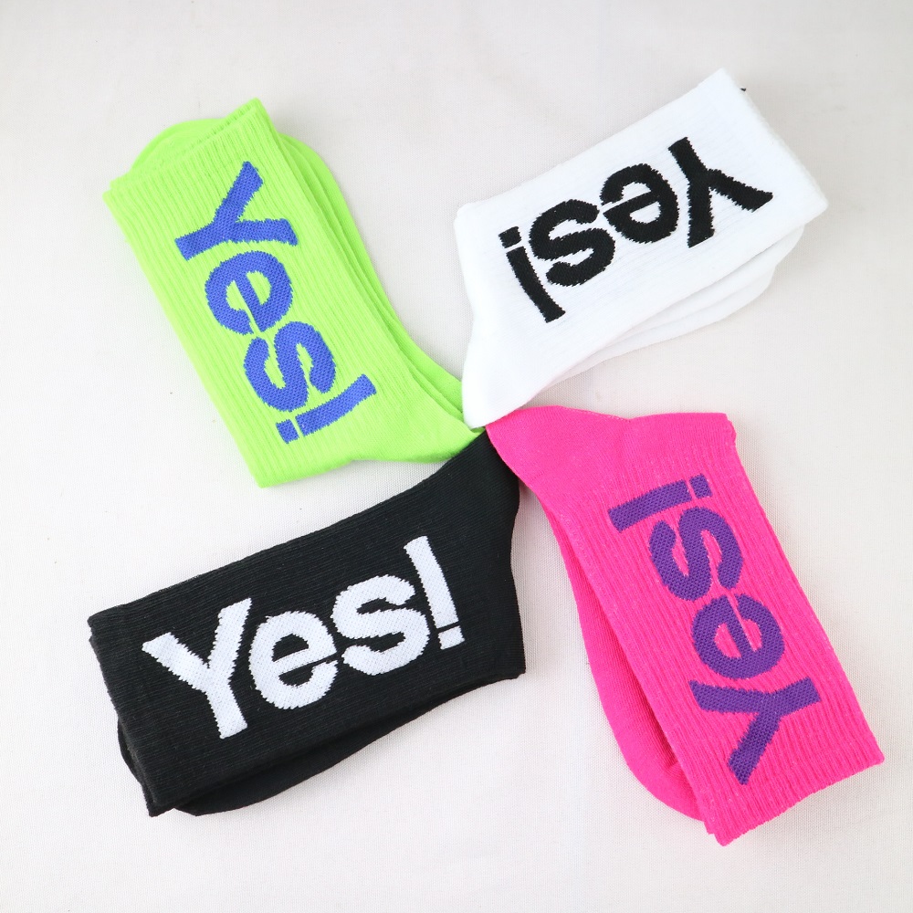 TEMU 5 Pairs 'yes!' Mid Crew Socks For Men/women Fashion Outdoor Skateboarding Sports Breathable