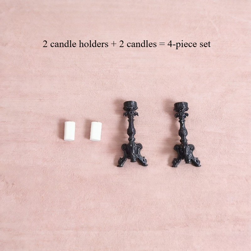 Image of 4pcs Set Mini Creative Candlestick And Candle Set Exquisitely With Vivid Simulation Design Ideal For 1 6 Or 1 12 Dollhouse Miniature Decoration Doll Additions Ornament Decorative Collectibles