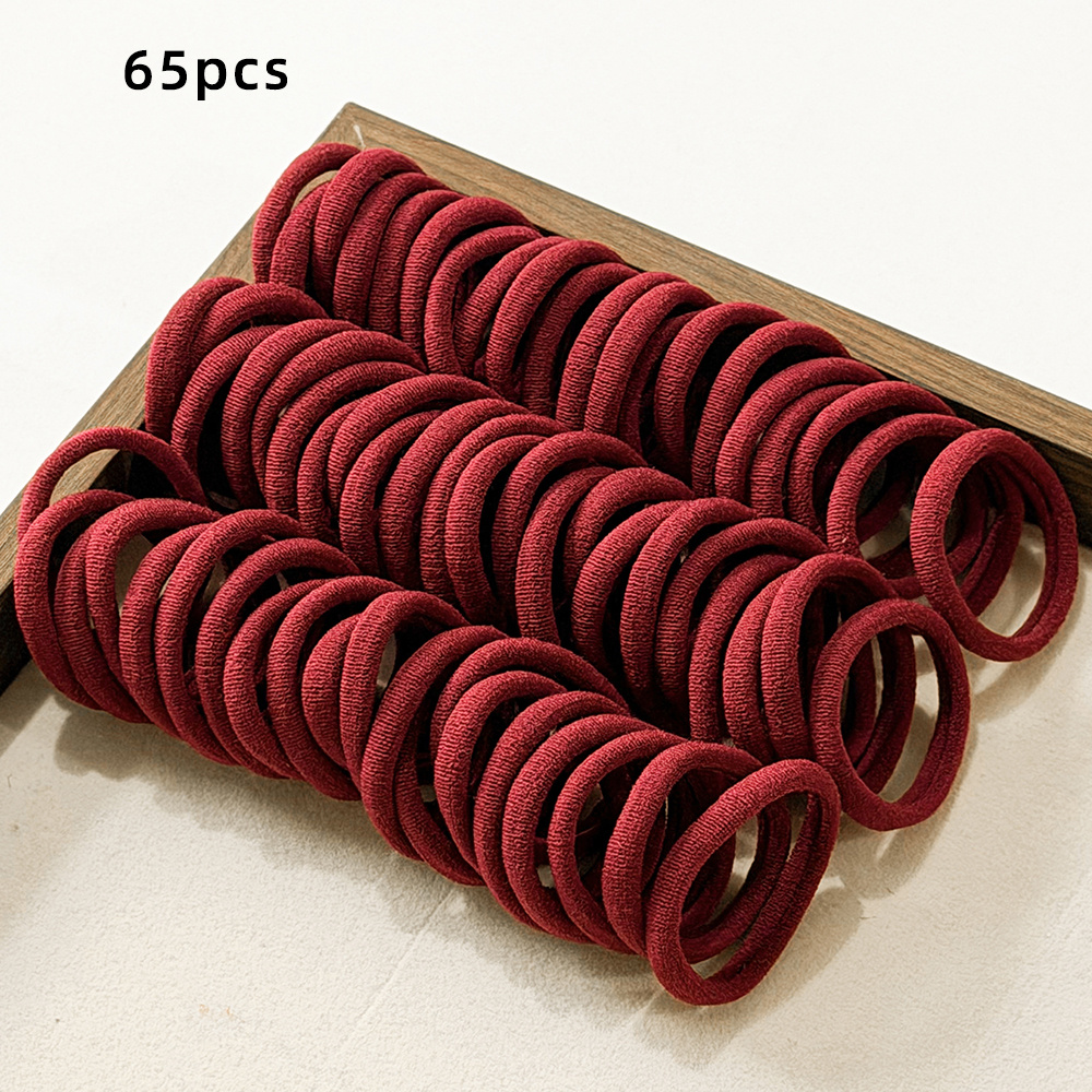 TEMU 65/25pcs Élastiques à Cheveux Bohèmes Rouge Vin pour Femme - Élastiques Épaissis Élastiques qui n'Abîment pas les Cheveux, Convient à Toutes