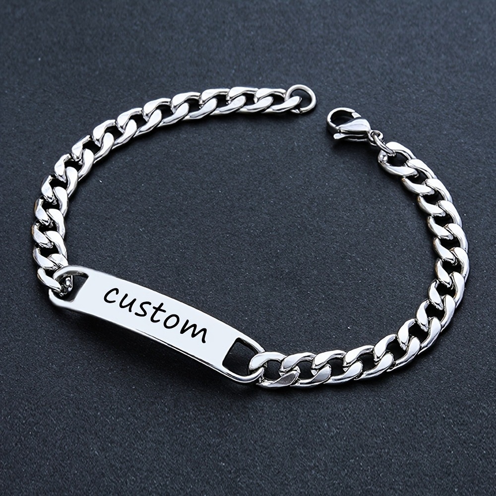 TEMU Custom 304 304 Stainless Steel Curved Cuban Chain Bracelet, Street Hip Hop Style Gift Anniversary Gift Bracelet, Jewelry, Christmas, Halloween,