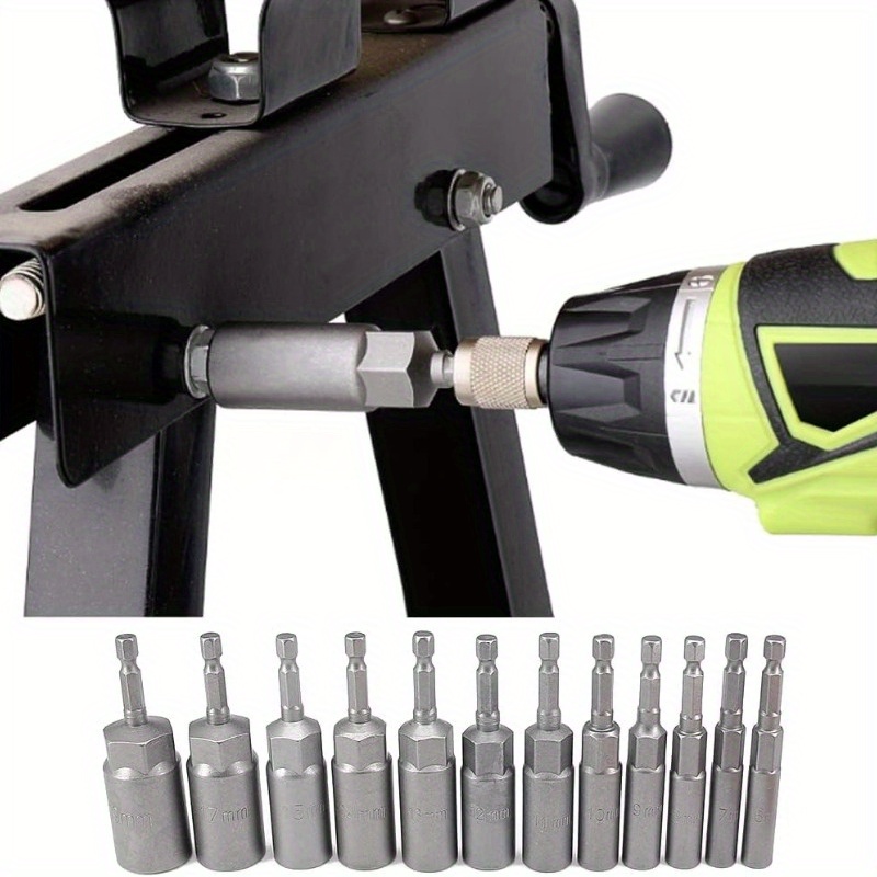 TEMU Lot de 12 douilles profondes de 6 à 19 mm, incluant des mèches à douille pour écrou hexagonal avec une tige hexagonale de 1/4, conçues pour les