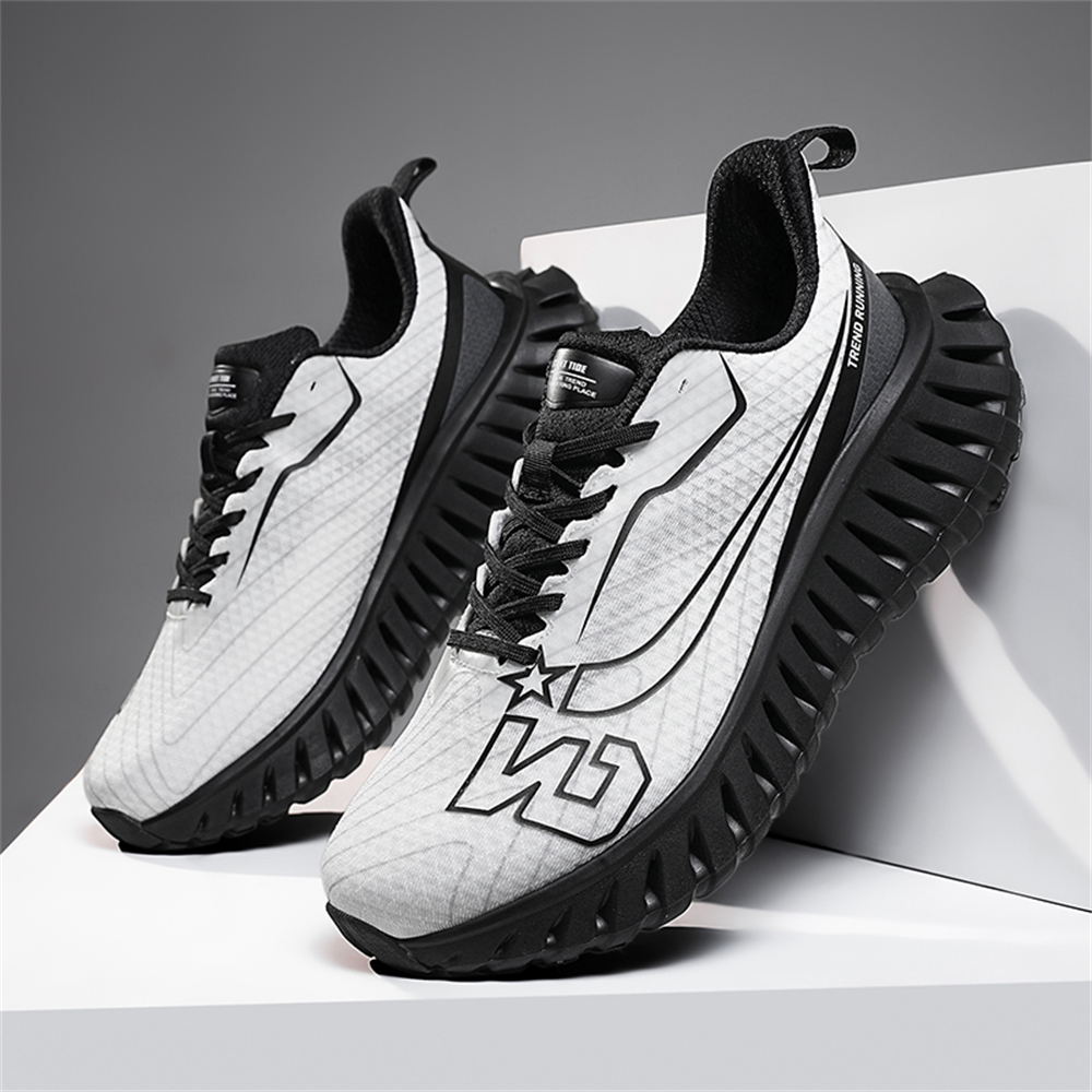 Carbon Plate Technology - Men's Road Running Shoes, Thick-Soled Casual Sneakers for Men, Comfortable and Breathable Fabric Upper, Cushioning and Shock-Absorbing MD Midsole, Slip-Resistant and Wear-Resistant Rubber Outsole, Low-Top Lace-Up Closure