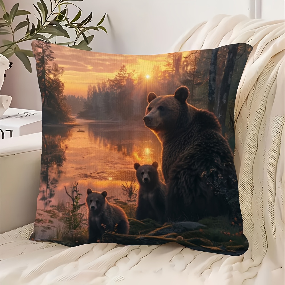 TEMU Taie d'oreiller 1 pièce à motif réaliste d' au coucher - Tissu en peluche courte doux et confortable, impression sur une seule face, coussin non