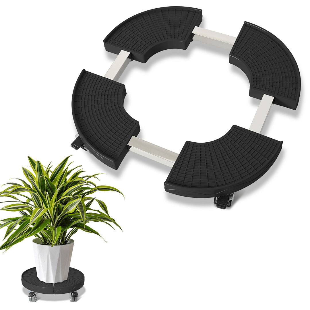 Image of Expandable Plant Pot Holder With Wheels, Adjustable Stand, Heavy Duty Rolling Planter Caddy For Flower Pots, Buckets And Containers, Indoor Outdoor Home Garden Use, 200kg Capacity