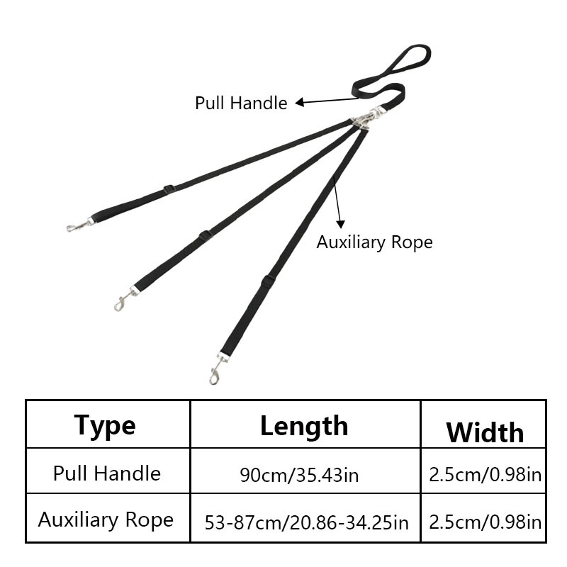 TEMU 3-in-1 Detachable Dog Leash For 1-3 Dogs, Multi-configuration Walking Lead, Lightweight Nylon Multiple Colors, Adjustable Length For Multi-dog