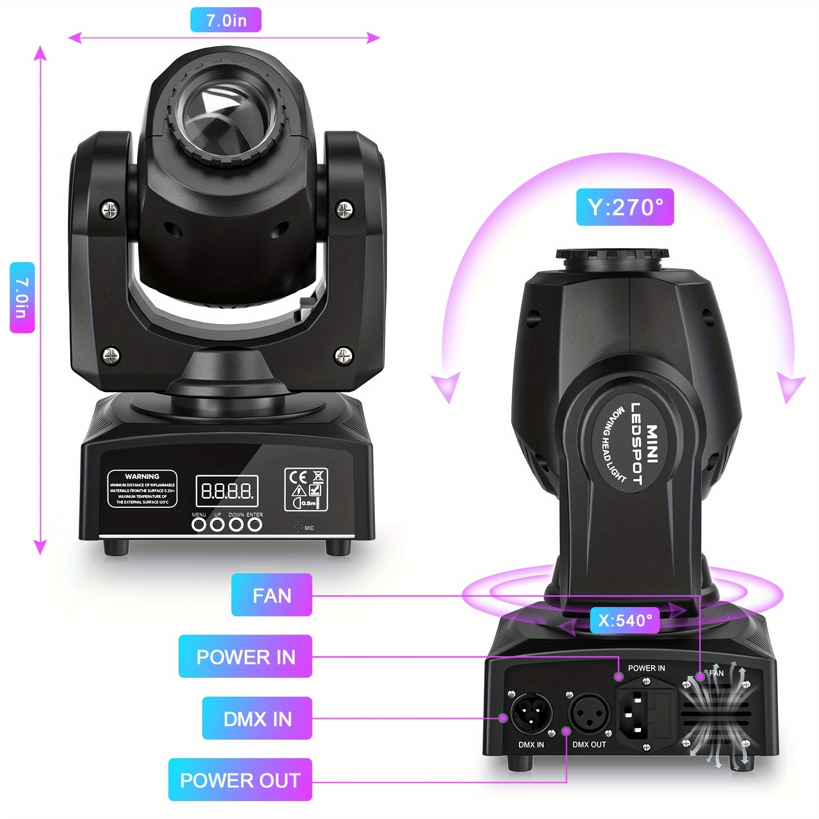 2 pack of120w led moving   rgbw 8 gobo beam multi pattern dmx suitable for djs discos nightclubs ktvs bars theatres   parties
