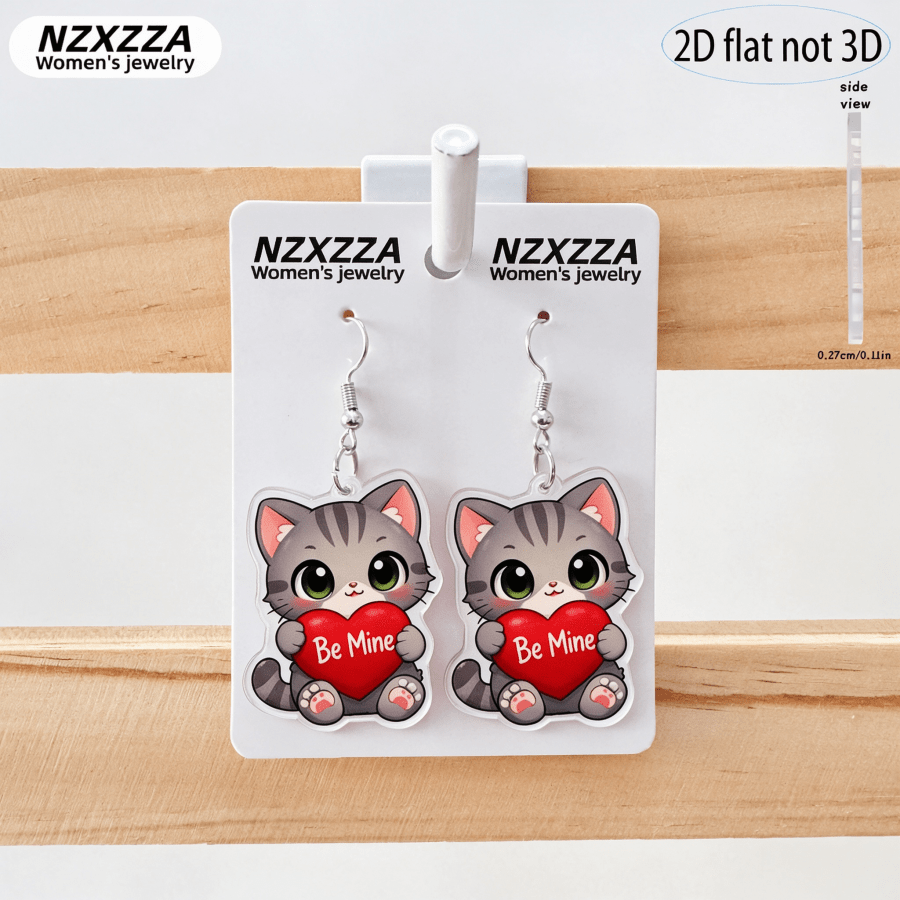 6 Pairs Cute Cat Dangle Earrings Set