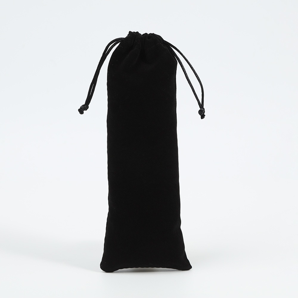 TEMU 1pc Black Velvet Drawstring Storage Bag, Suitable For Selfie Sticks And Glasses - Durable, Adjustable Drawstring Closure, Compact And Portable