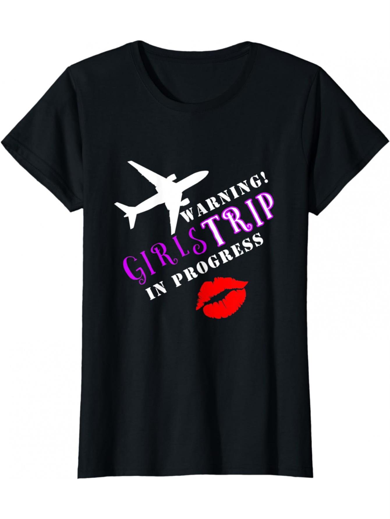 Girls Trip Shirts With Airplane Design - Women's Graphic Tees For Vacation & Travel