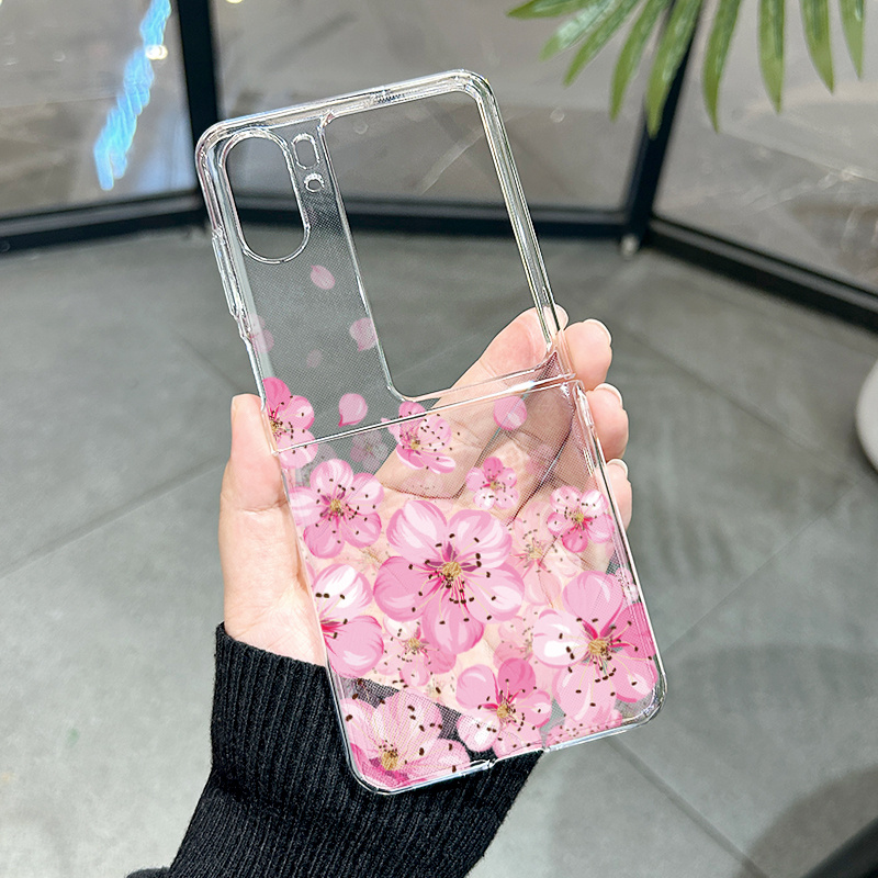 TEMU Phone Case: Pc Transparent Phone Case For Oppo Flip/n3 Flip, Featuring A Pattern, Shockproof, Drop-resistant, And Stylish, Suitable For Women