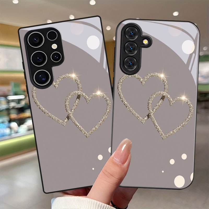 TEMU Phone Case: Shimmering Love Pattern Phone Case With Lens Protection, Suitable For Galaxy