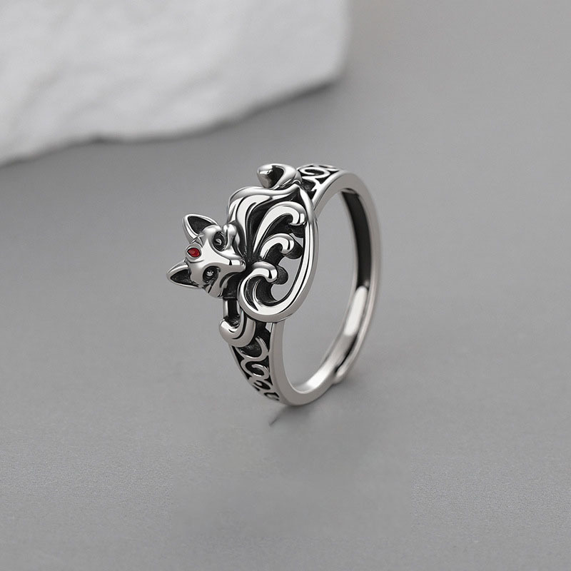 TEMU A Vintage-style, Versatile Adjustable Nine-tailed Ring With An , Ideal As A Gift For , Suitable For Daily Wear, Gifting, Banquets, And Vacations
