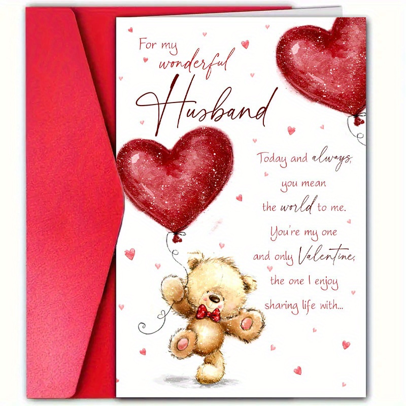 

1pc 's Day Greeting Card For Husband, 12cm*18cm Paper Card With Envelope, Anniversary & Romantic Surprises, Suitable For Boyfriend, Girlfriend, Wife